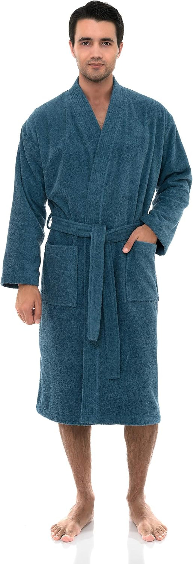 Mens Robe Cotton Terry Cloth Bathrobe Soft Kimono Towel Bath Robe for Men XS to 4X