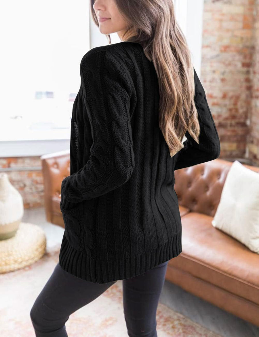 Womens Fall 2026 Long Sleeve Cable Knit Cardigan Sweaters