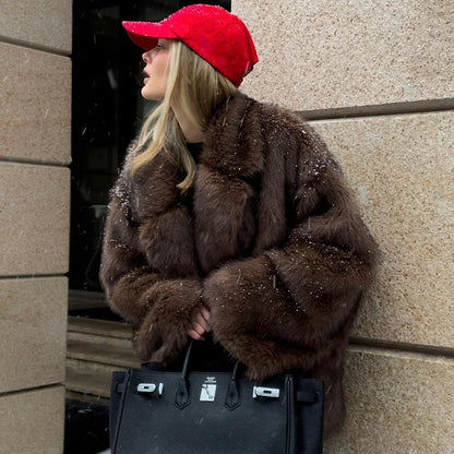 2024 Winter Ins Hot Fashion Girls Oversized Gradient Fur Coat Women Thick Warm Outerwear Fluffy Faux Fox Fur Jacket
