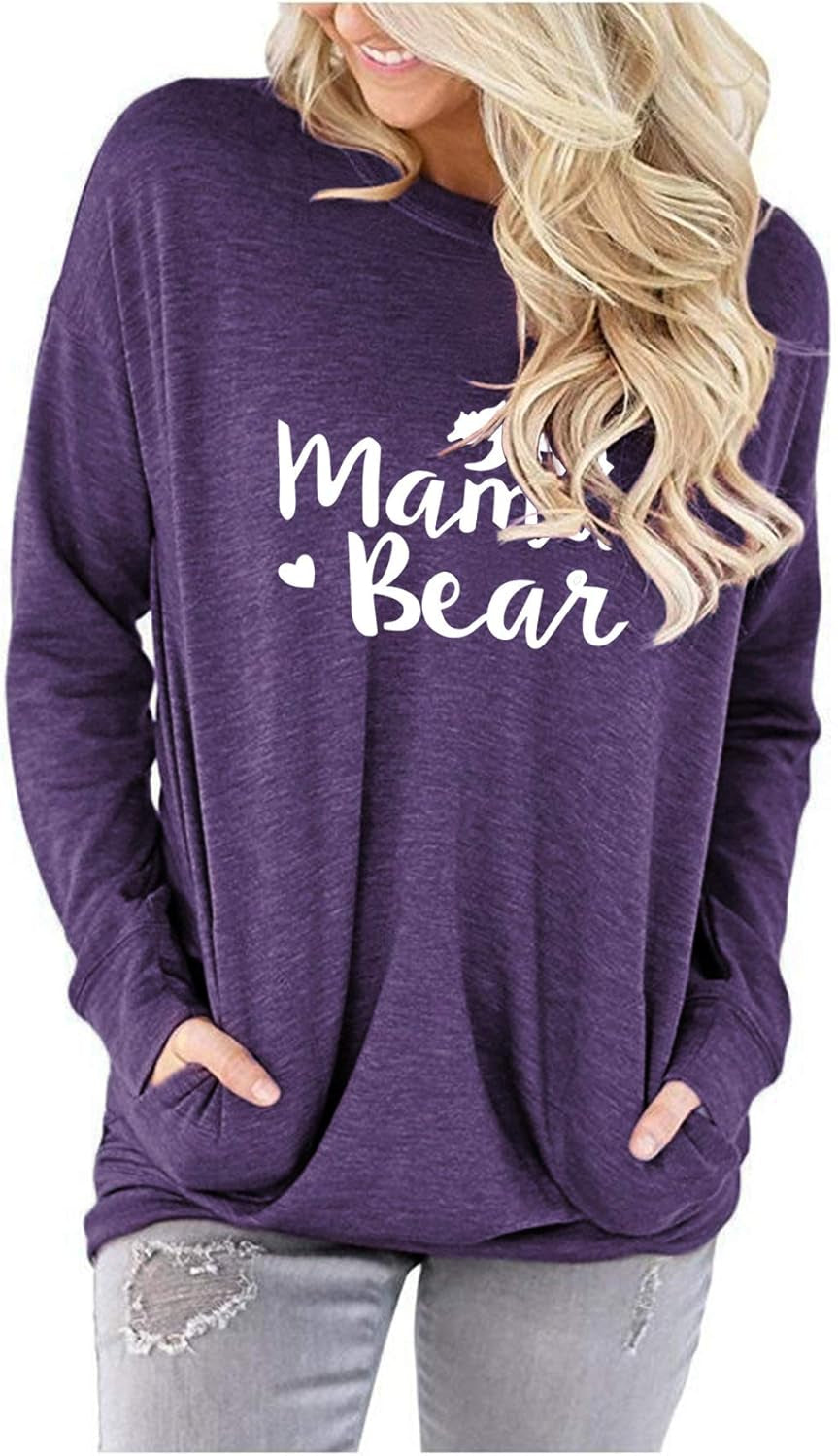 Womens Crewneck Sweatshirt Casual Loose Fit Tops Long Sleeve Shirts