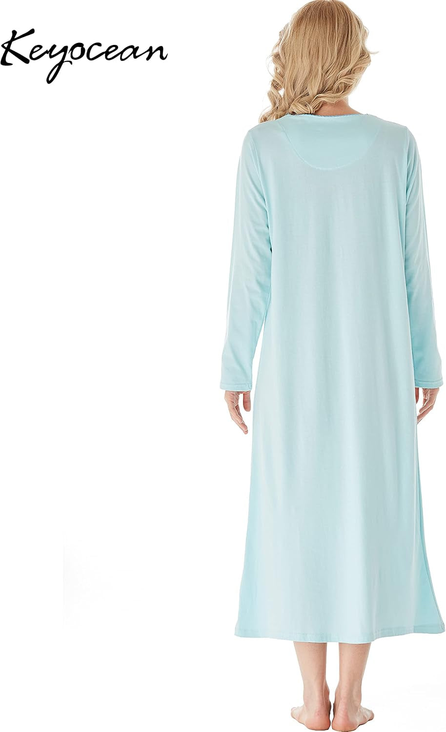Nightgowns for Women, Soft Cotton Comfortable Lightweight Long-Sleeve Ladies Night Dresses