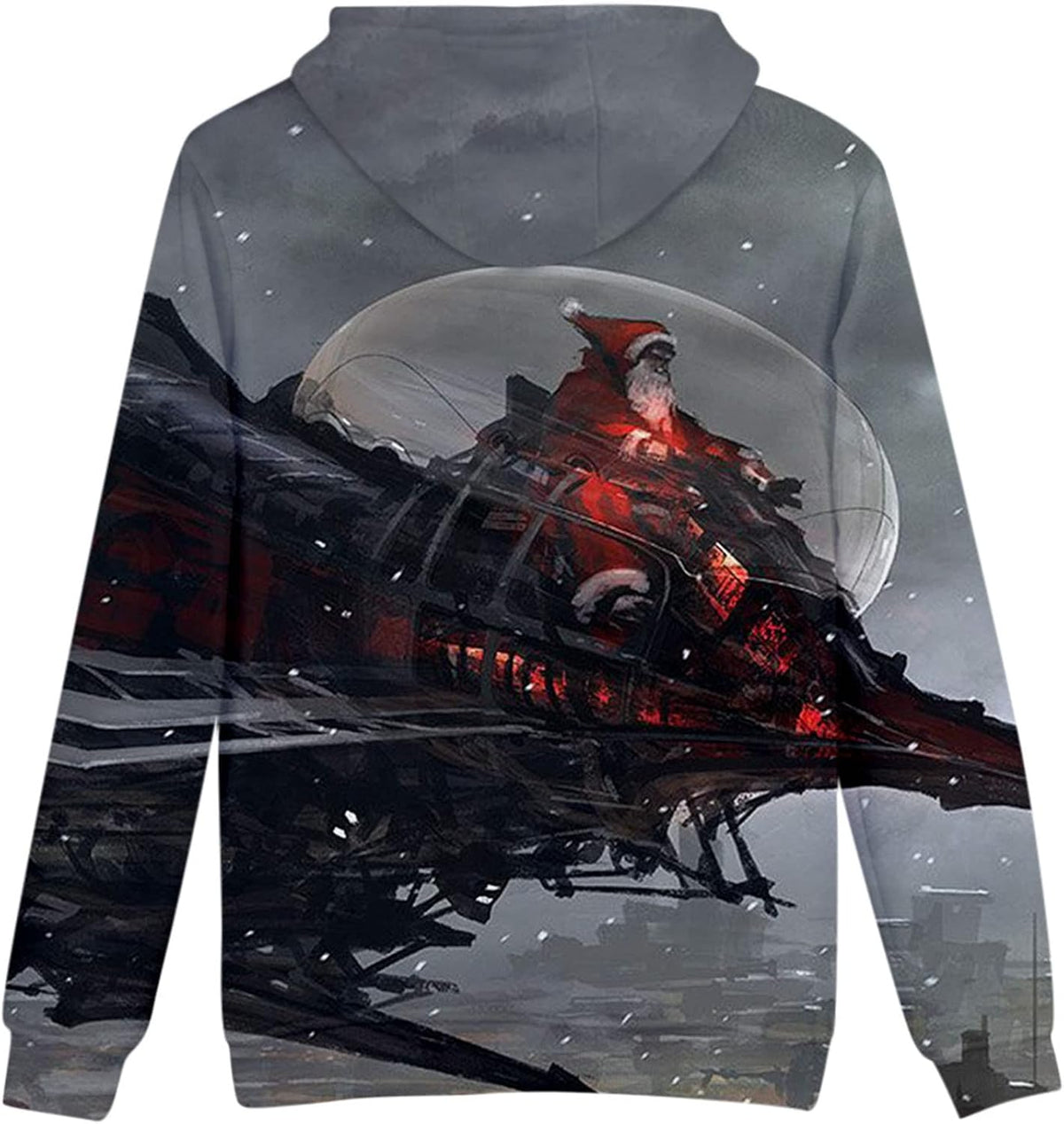 Men's Christmas Printed Loose Hoodie with Pockets