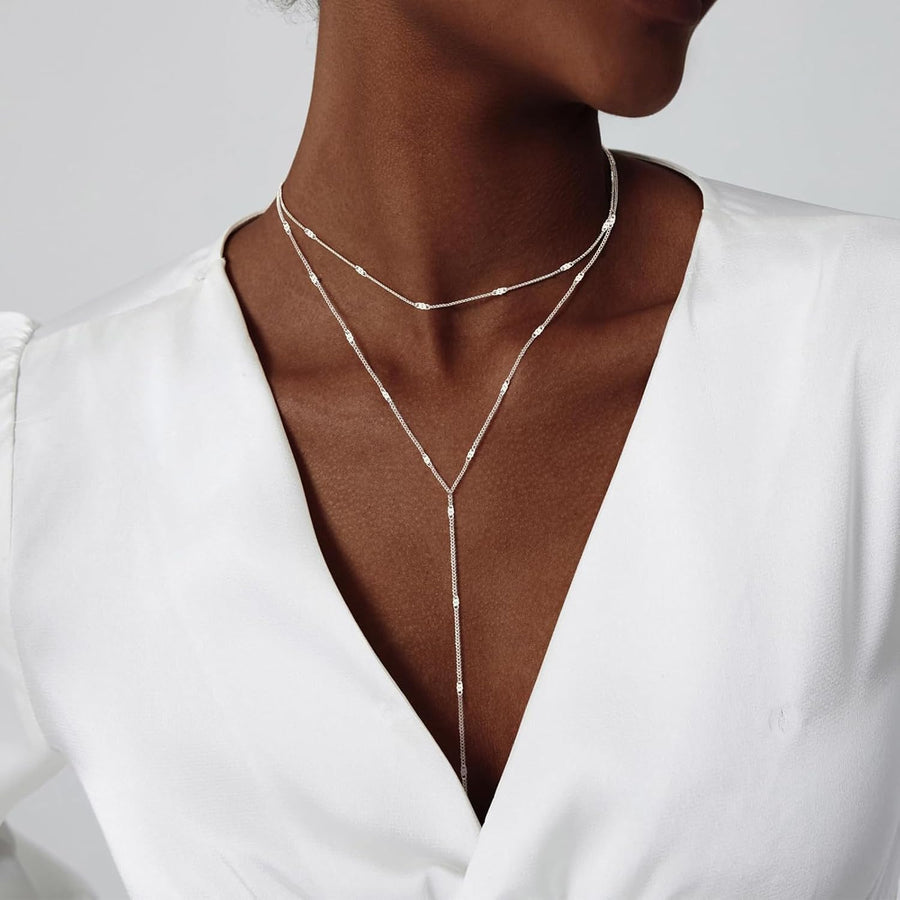 Gold Pearl Y-Shaped Layered Lariat Necklace