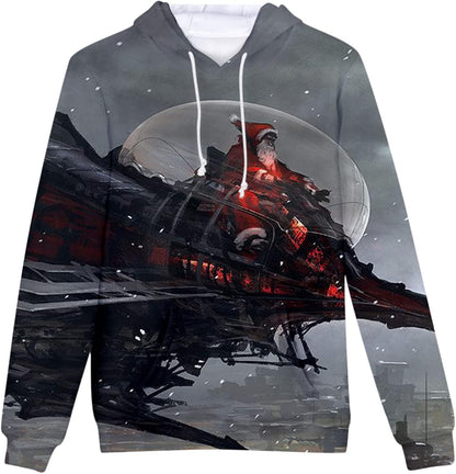 Men's Christmas Printed Loose Hoodie with Pockets