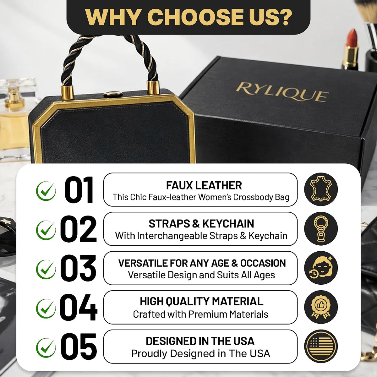 Faux Leather Trendy Crossbody Shoulder Bag