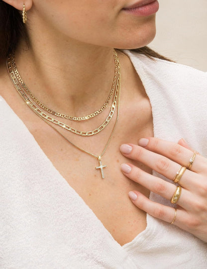 Layered Stackable Cross Necklace – Magnetic Clasp