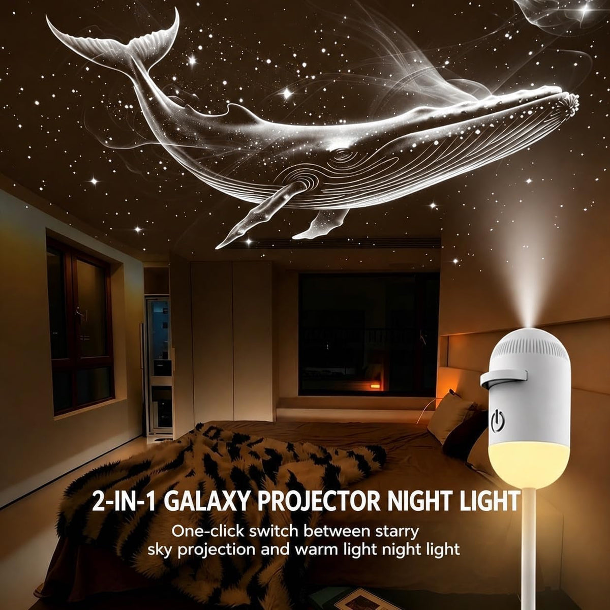2-in-1 Galaxy Star Projector Night Light