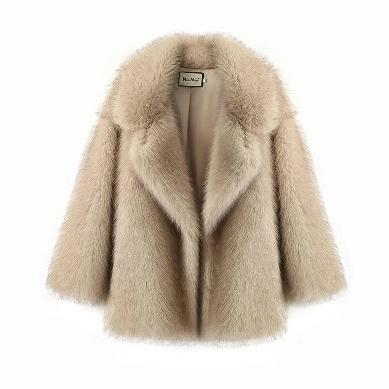 2024 Winter Ins Hot Fashion Girls Oversized Gradient Fur Coat Women Thick Warm Outerwear Fluffy Faux Fox Fur Jacket