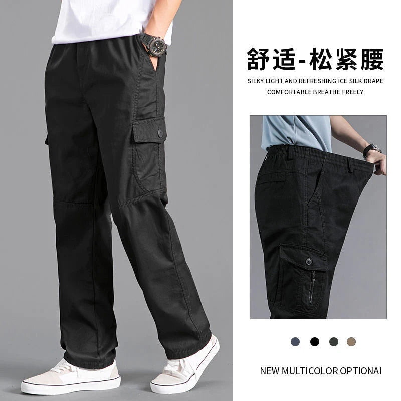 New Cargo Pants Men's Loose Straight Oversize Clothing Solid Grey Versatile Work Wear Black Joggers Cotton Casual Male Trousers - The Fashion Carts