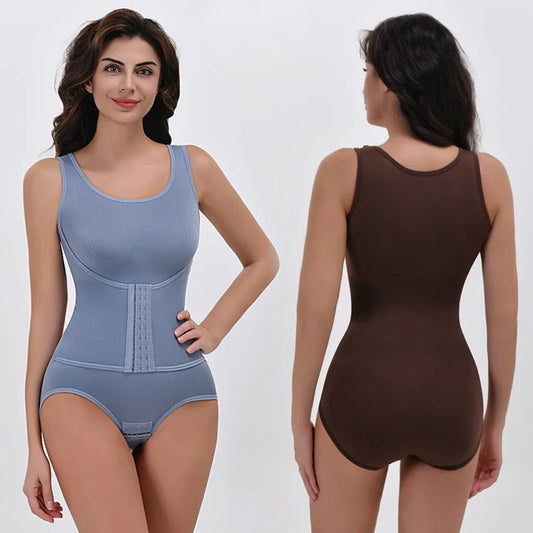 Plus Size Shapewear Bodysuit - High Waist Tummy Control Corset with Adjustable Straps Shapers Woman (Black/Beige, XL-5XL)