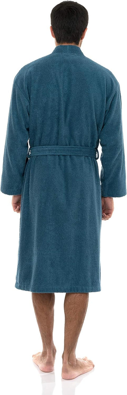 Mens Robe Cotton Terry Cloth Bathrobe Soft Kimono Towel Bath Robe for Men XS to 4X