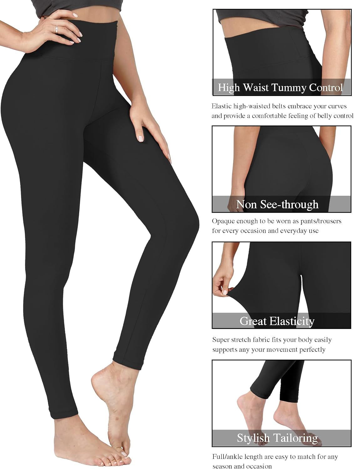 Creamlush High Waisted Leggings for Women Full Length & Capri