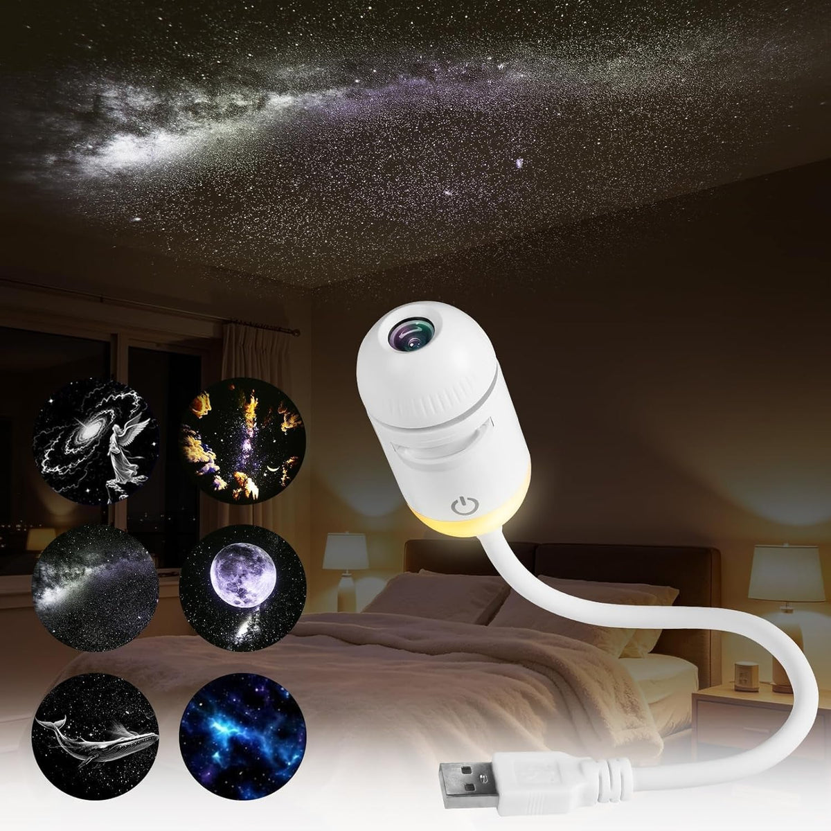 2-in-1 Galaxy Star Projector Night Light