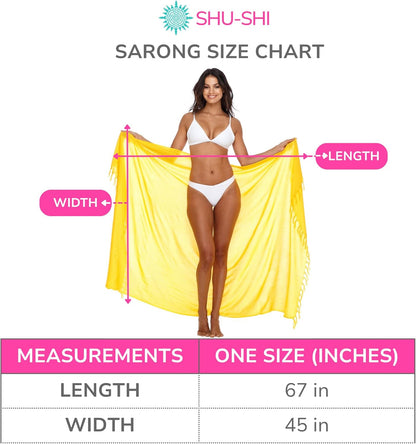 Sarong Wraps for Women Long Beach Pareo with Coconut Clip