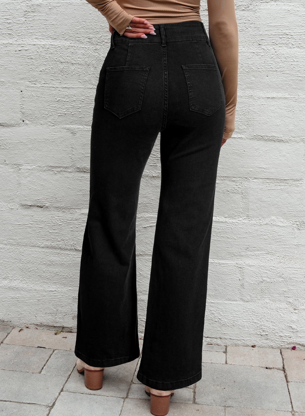 High-Waisted Baggy Wide Leg Stretch Jeans