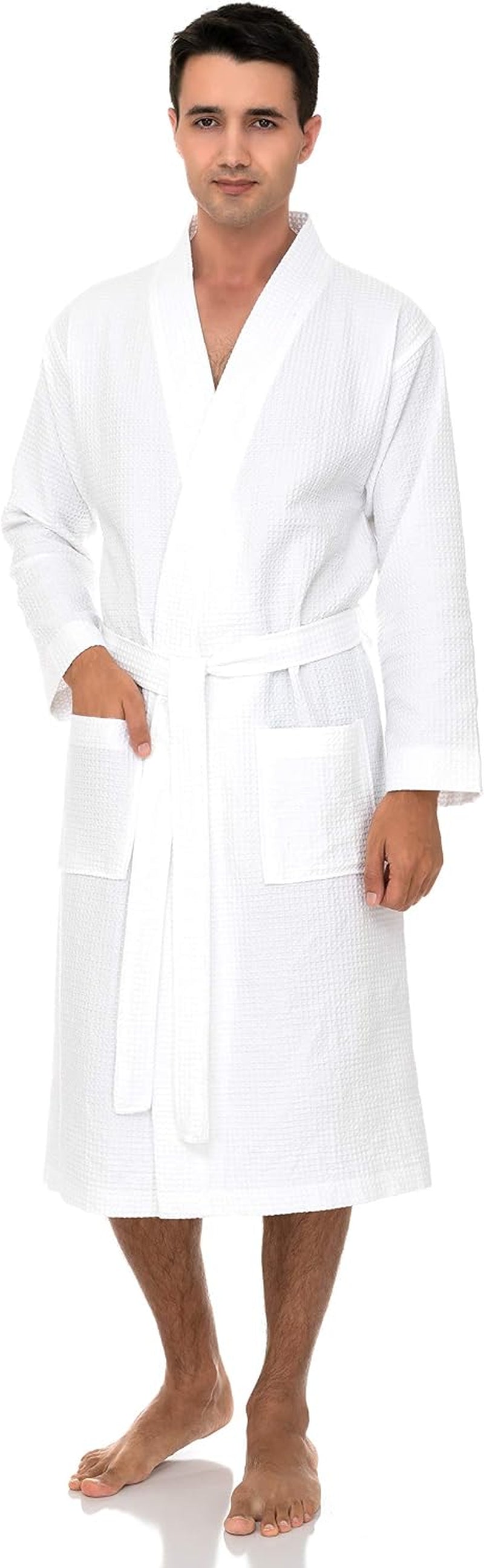 Mens Robe Waffle Spa Bathrobe Soft Shower Bath Robe for Men