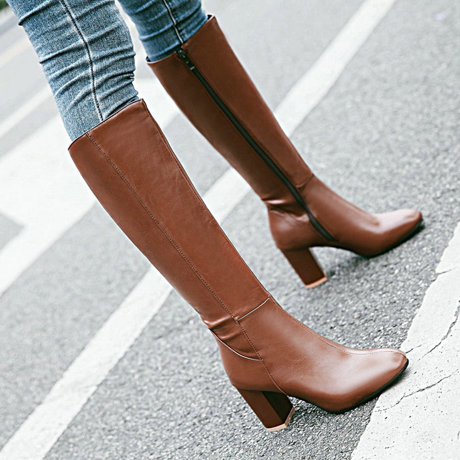 70s Style Chunky Platform Knee High Boots
