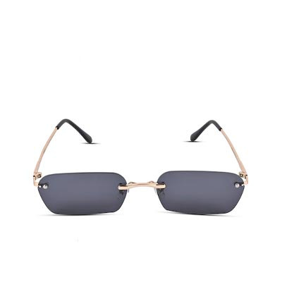 Unisex Black Lens & Gold-Toned Rectangle Sunglasses with UV Protected Lens