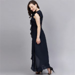 Navy Blue Ruffled Nautical Maxi Dress