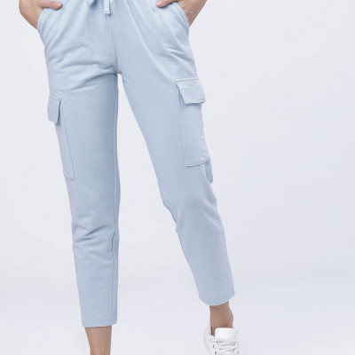 Women Blue Solid Slim-Fit Casual Track Pants