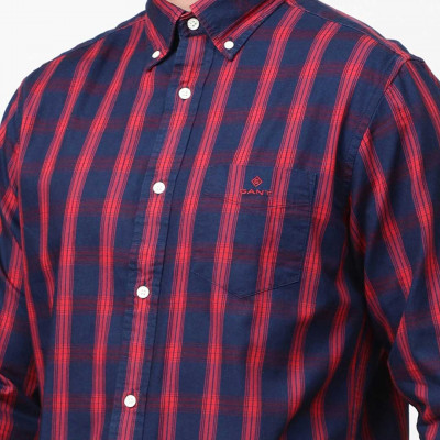 Men Navy Blue Classic Striped Organic Cotton Casual Shirt