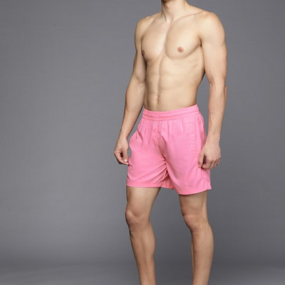 Men Pink Solid Swim Shorts