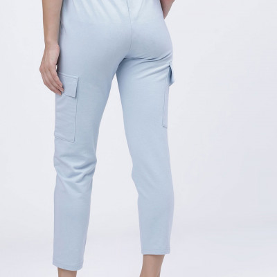 Women Blue Solid Slim-Fit Casual Track Pants