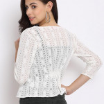 Women White Pure Cotton Shrug