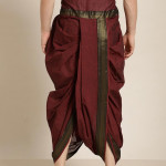 Men Burgundy Solid Cotton Dhoti Pants