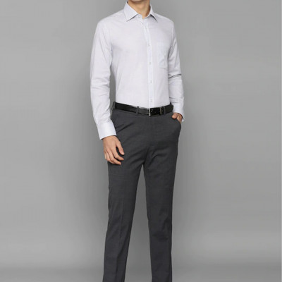Men Grey Slim Fit Formal Trousers